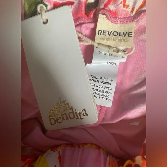 AGUA BENDITA X REVOLVE Mimi Sarong Style Skirt in Pink and Red Blossom NWT - Picture 8 of 9